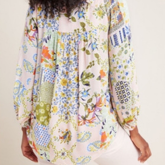 Anthropologie MAEVE In a Cherry Floral Patchwork Print Top. - Picture 7 of 12